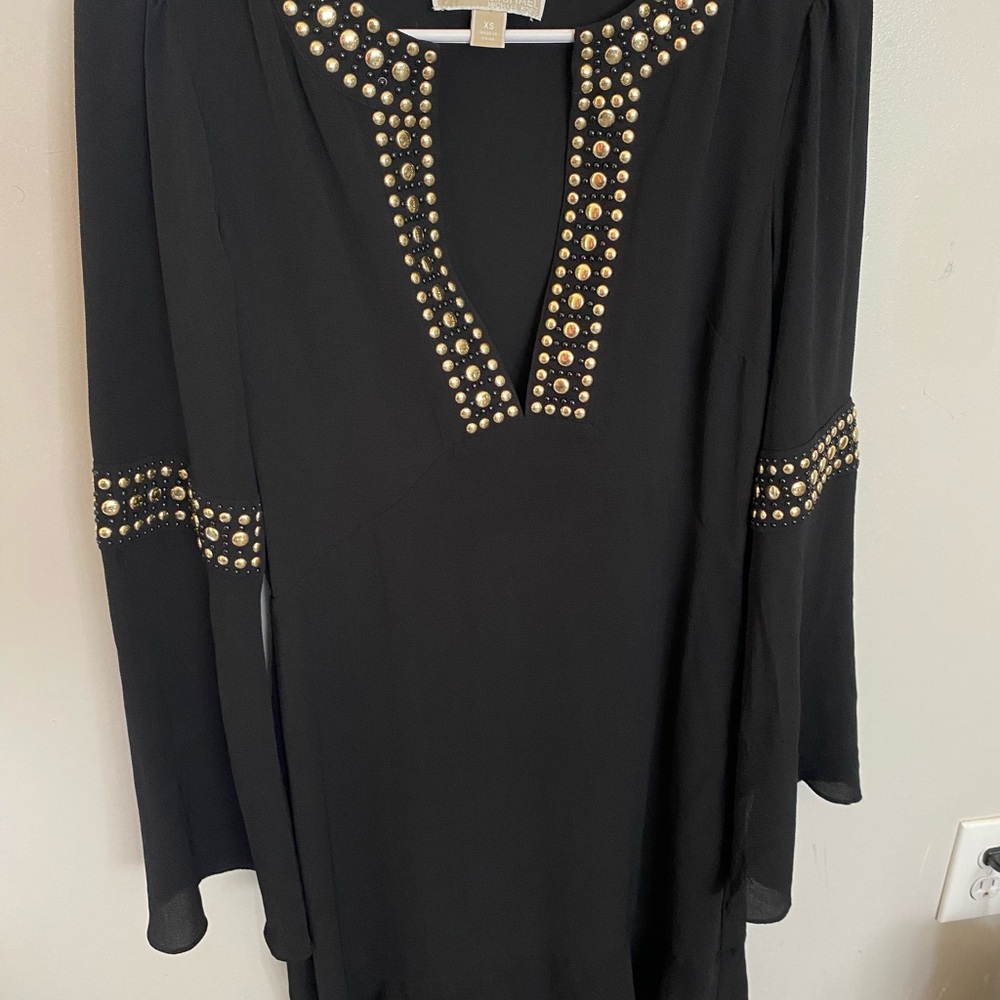 Michael Kors Black Dress with Gold Stud Accents